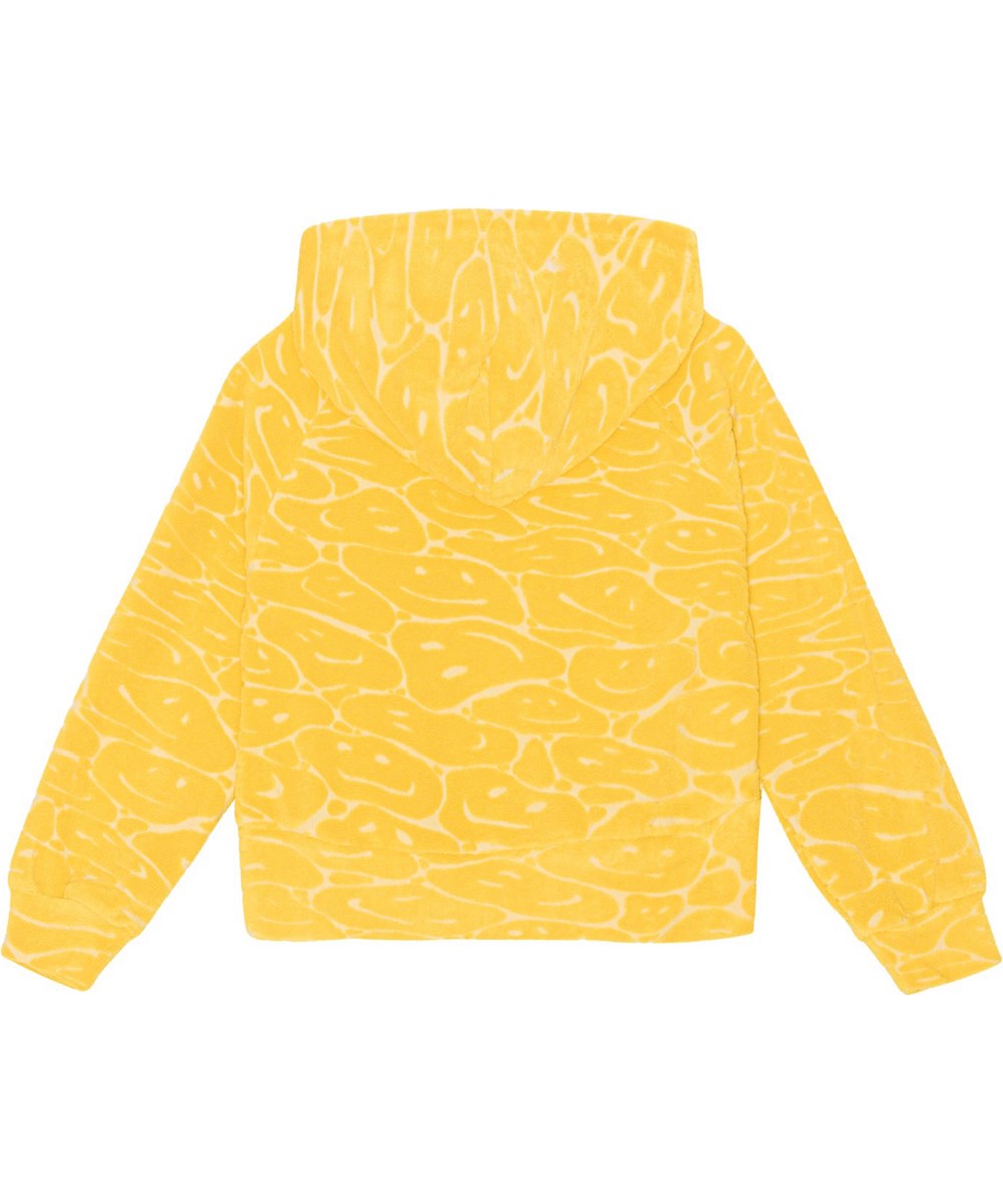 Minelli - Submarine Joy - Gele hoodie van katoenen badstof met smiley