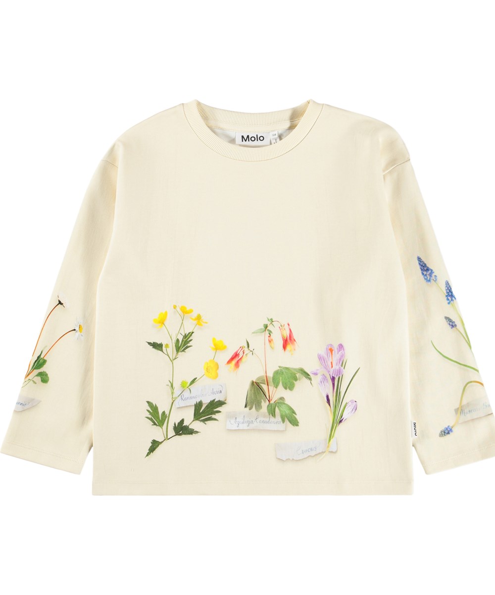 Mountoo - Flora Collector - Gebroken witte kindersweater met een bloemenprint gemaakt van biologisch katoen 