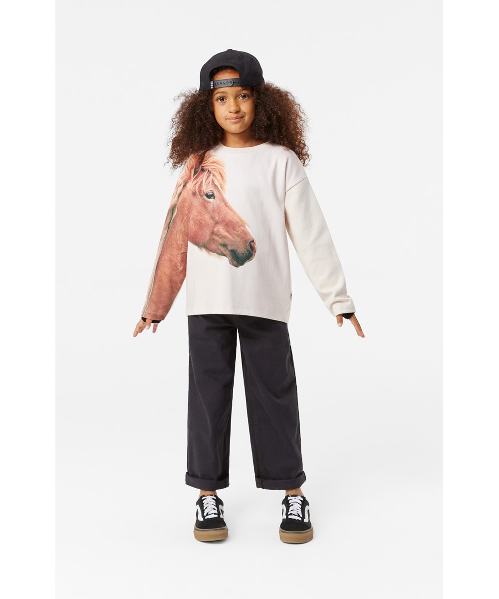 Mountoo - Pony Friend - Sweater van biologisch katoen met een paardenprint.