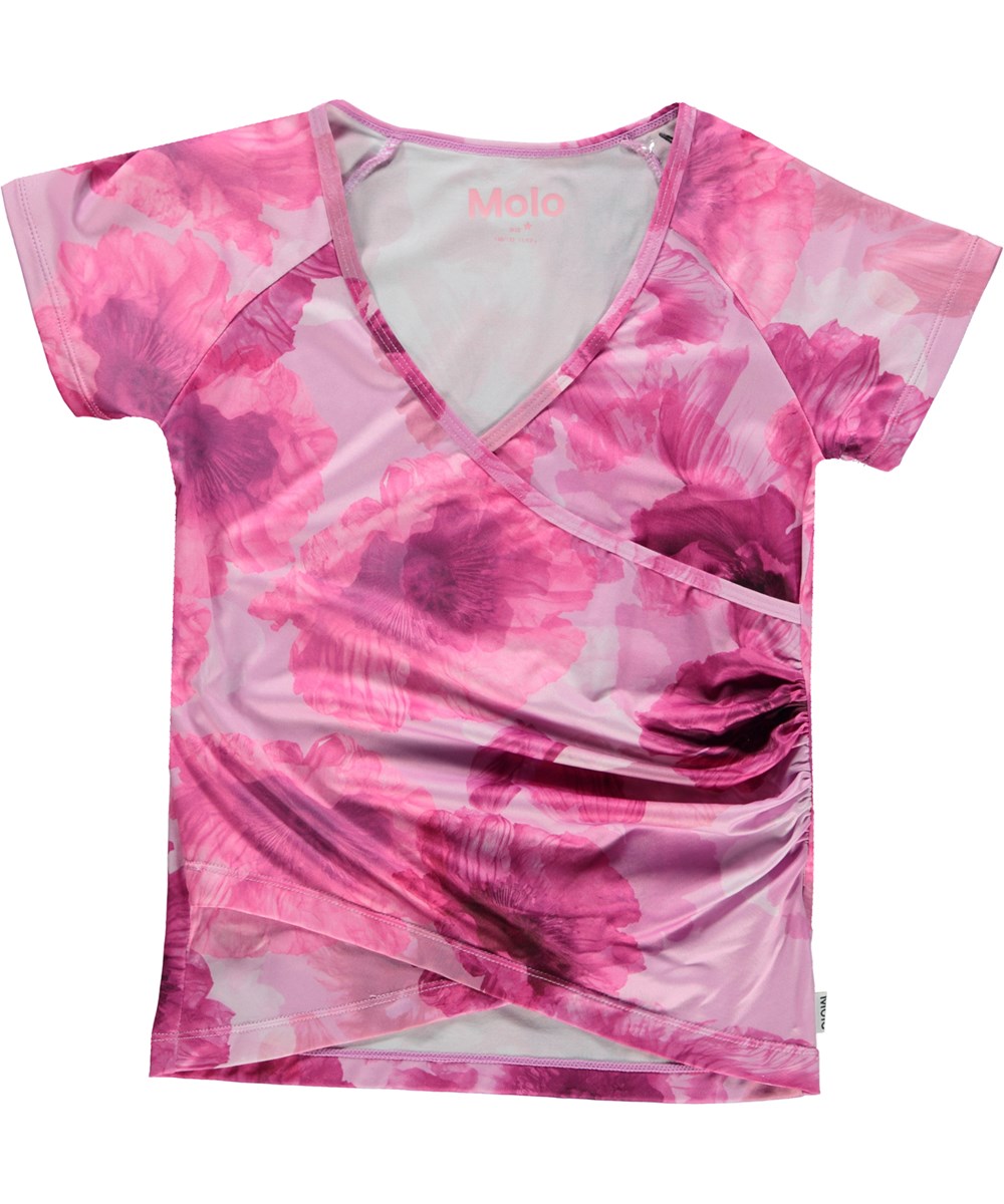 Oaklee - Dreamy Poppies - Sports wrap t-shirt with floral print