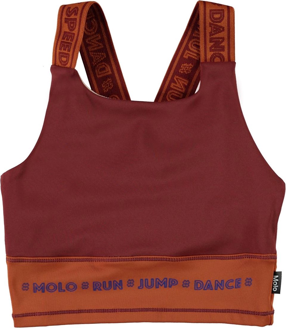 Oliva - Block Autumn - Bruine sporttop met tekst