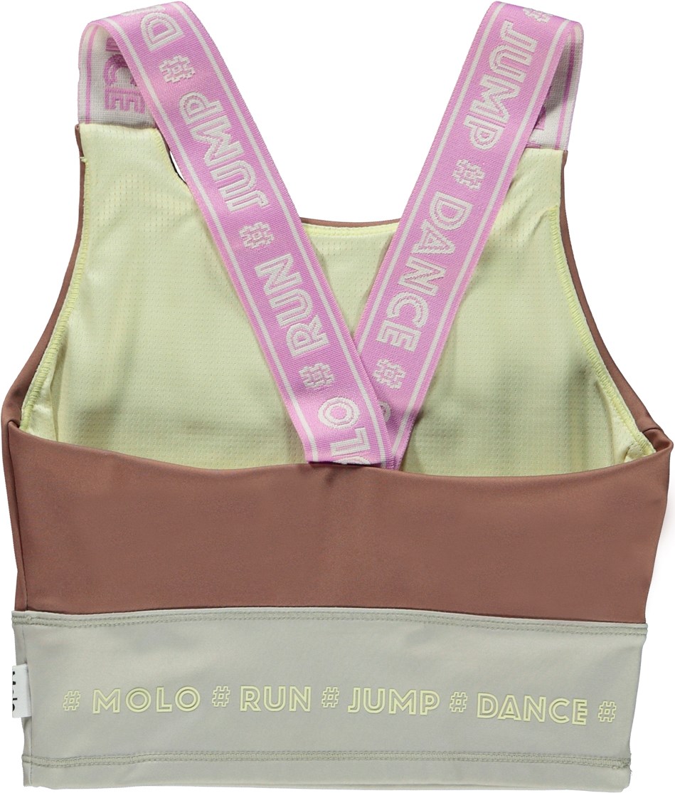 Oliva - Coco Bean - Brown sports top with pink straps