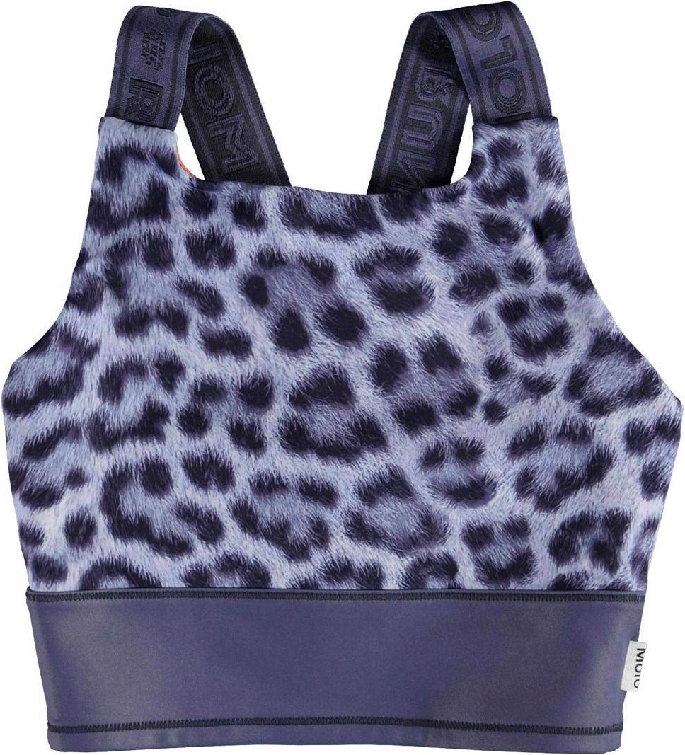 Oliva - Sporty Leo - Blauwe sporttop met luipaardprint