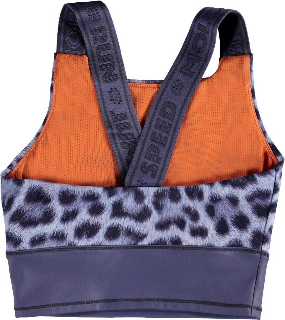 Oliva - Sporty Leo - Blauwe sporttop met luipaardprint