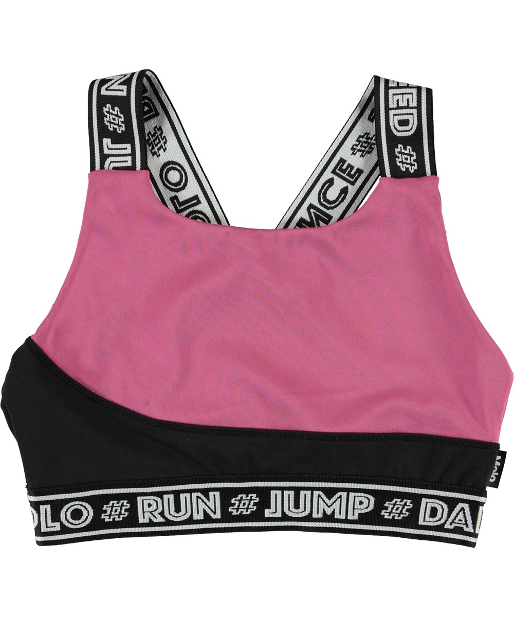 Olivia - Colour Block - Korte zwarte en roze sporttop