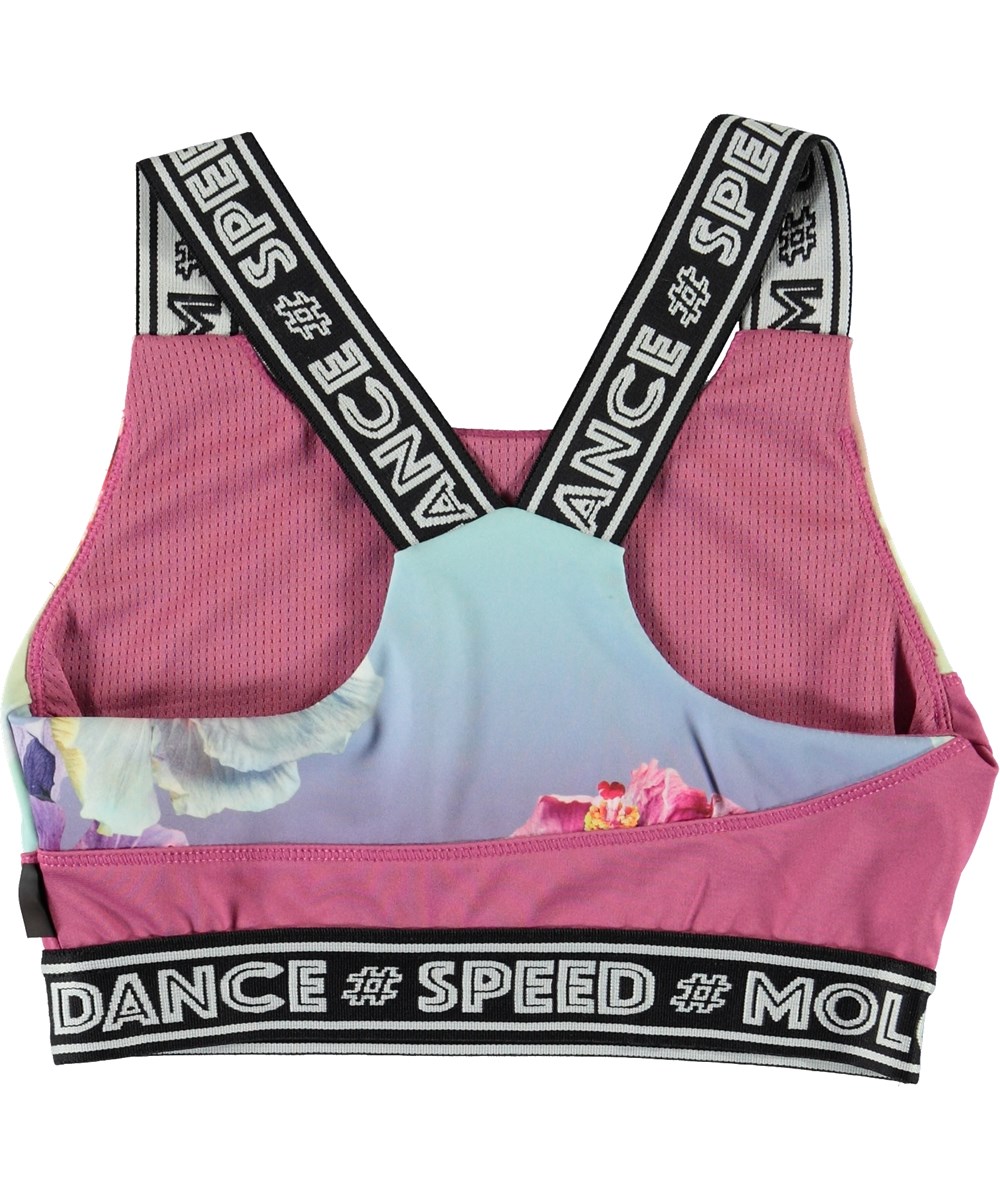 Olivia - Hibiscus Rainbow - Korte roze gebloemde sporttop 