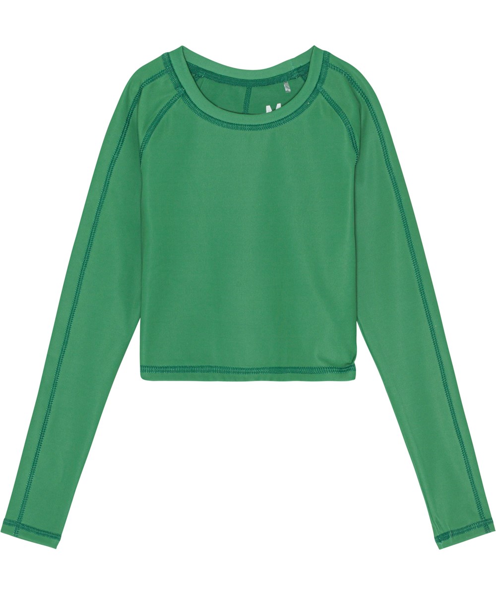 Oona - Woodland Green - Groene sport longsleeve met zichtbare stiksels