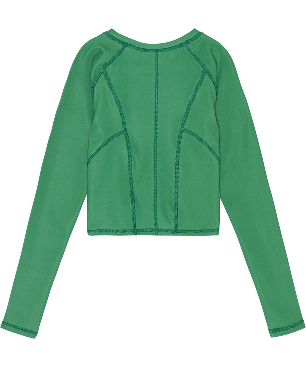 Oona - Woodland Green - Groene sport longsleeve met zichtbare stiksels