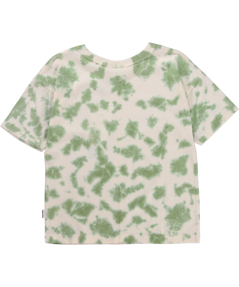 Rabecke - Green Tie Dye - Groene en witte biologische t-shirt in tie-dye print