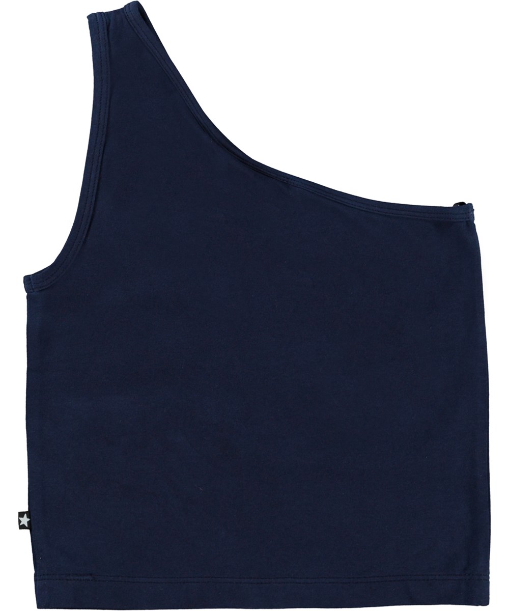 Rabia - Tie Dye Heart - Korte asymmetrische hemdje met een blauwe hart