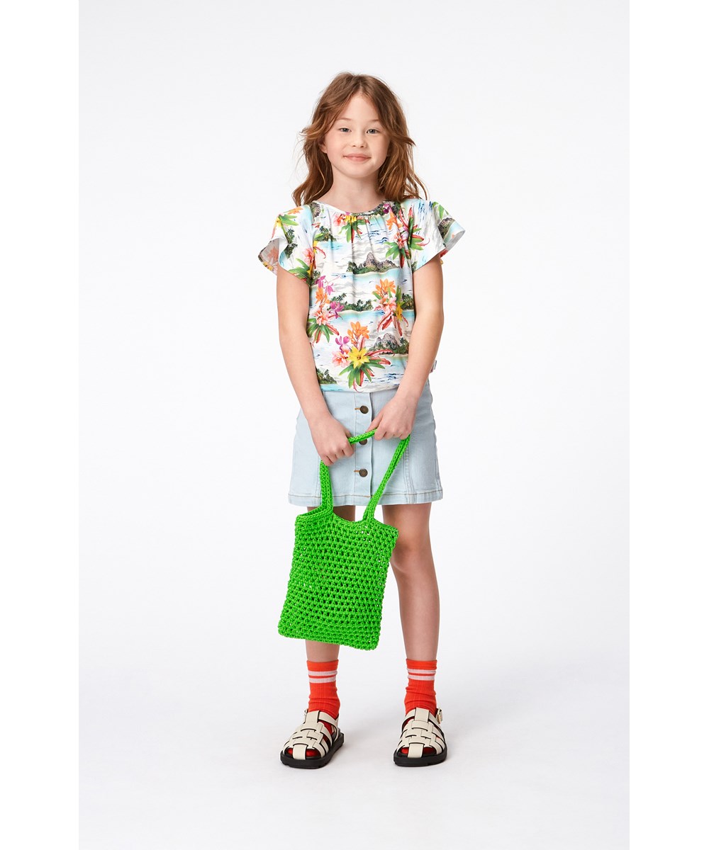 Rachel - Tropical Islands - T-shirt van biologische katoen met zeer korte vlindermouwen