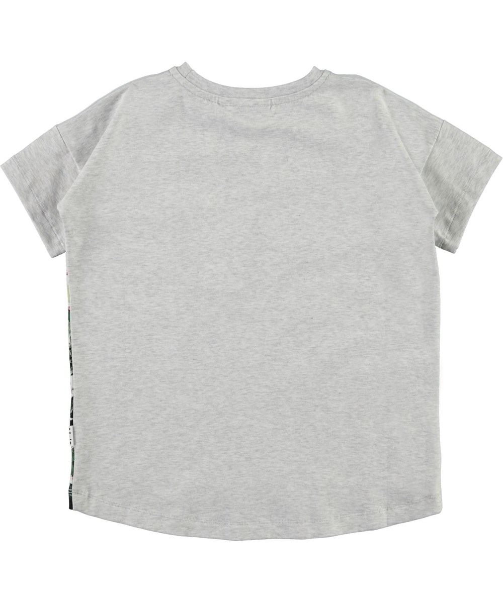 Raeesa - Hedgehogs - Lichtblauwe biologische t-shirt met een print van egels en bloemen