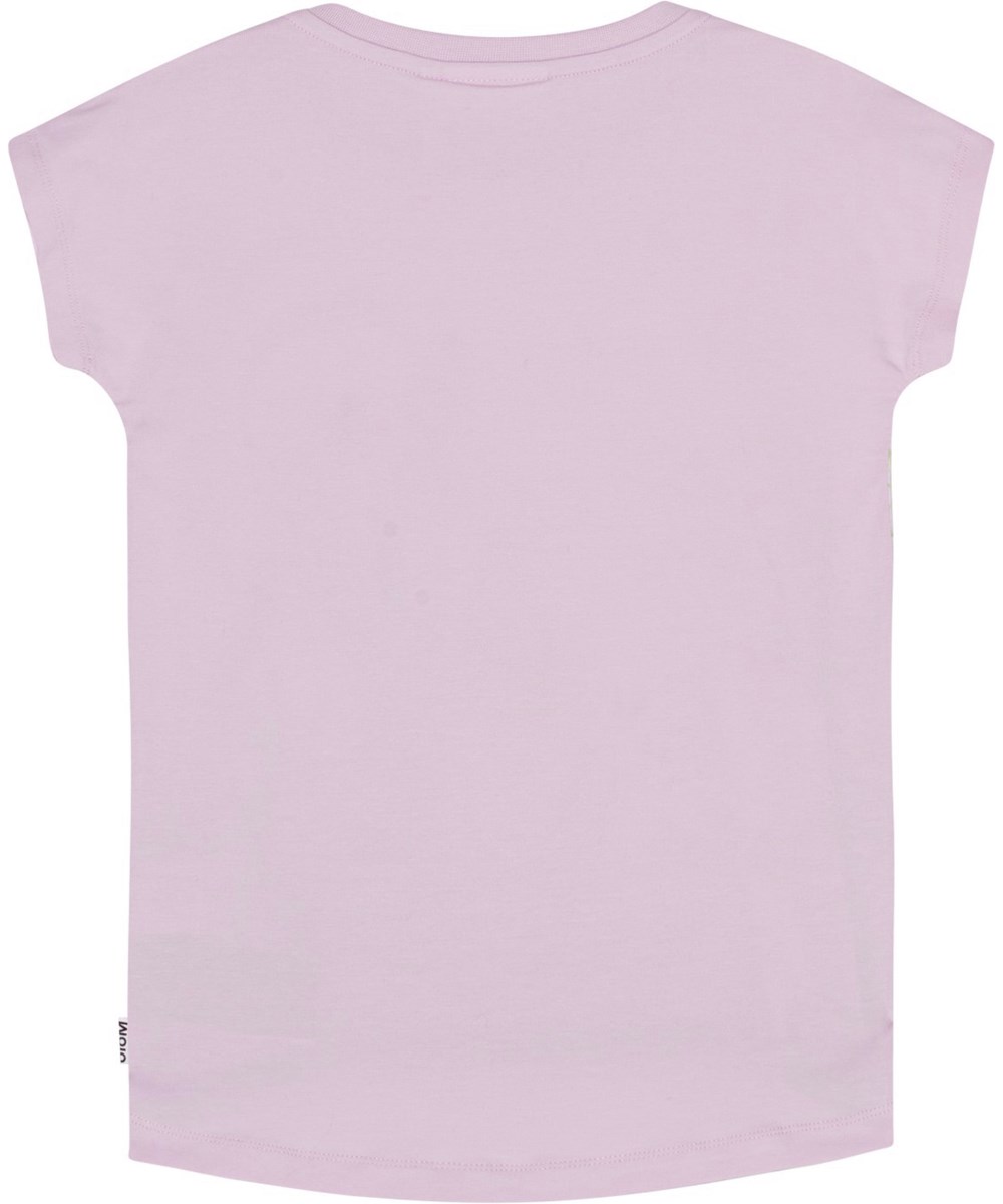 Ragnhilde - Garden Explore - Pastelpaarse biologische katoenen t-shirt met print van tijgerwelpje