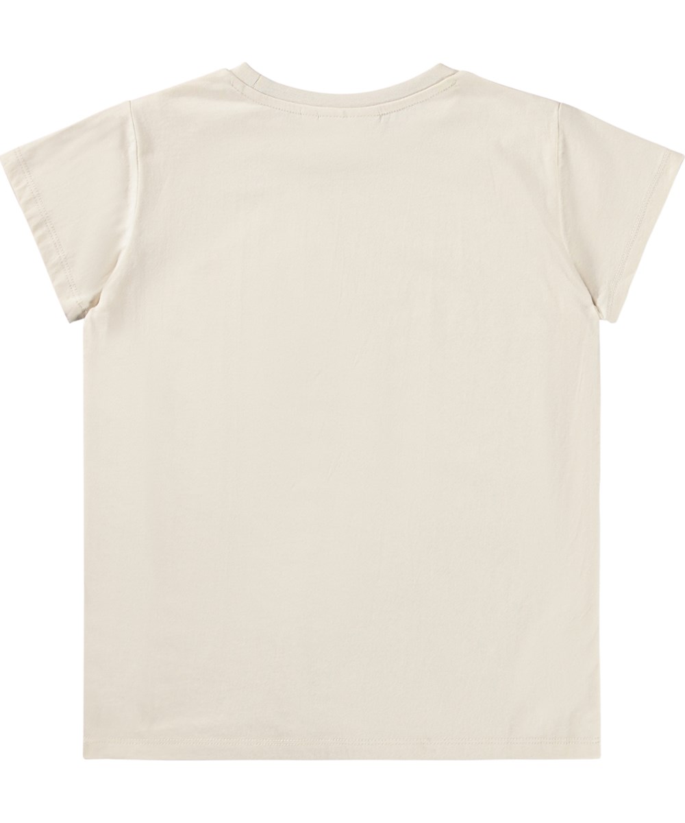 Ranva - Summer Sand - Gebroken wit kinder T-shirt met pailletten gemaakt van biologisch katoen