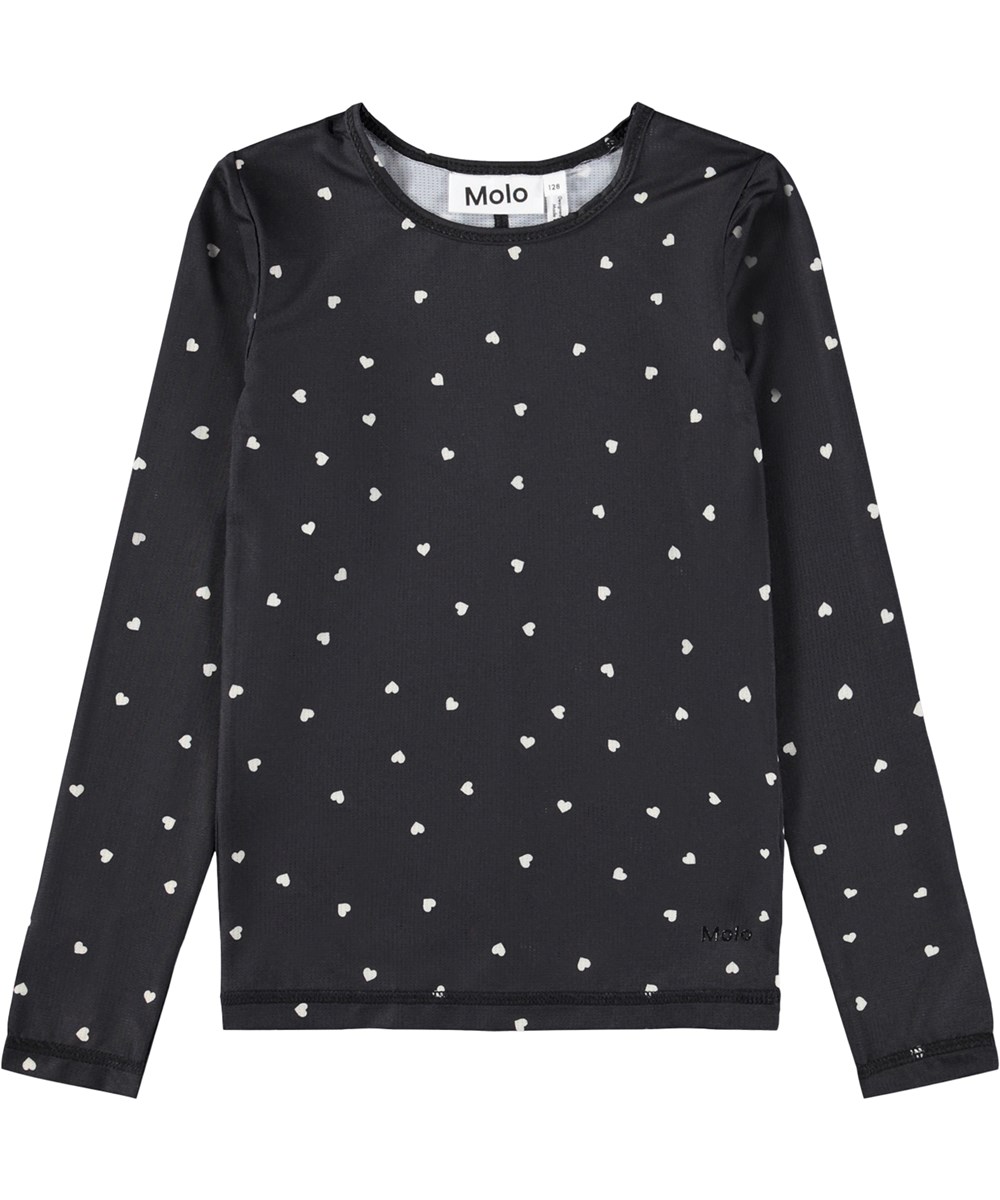 Rasha - Confetti_Black - Kinder longsleeve met hartjesprint