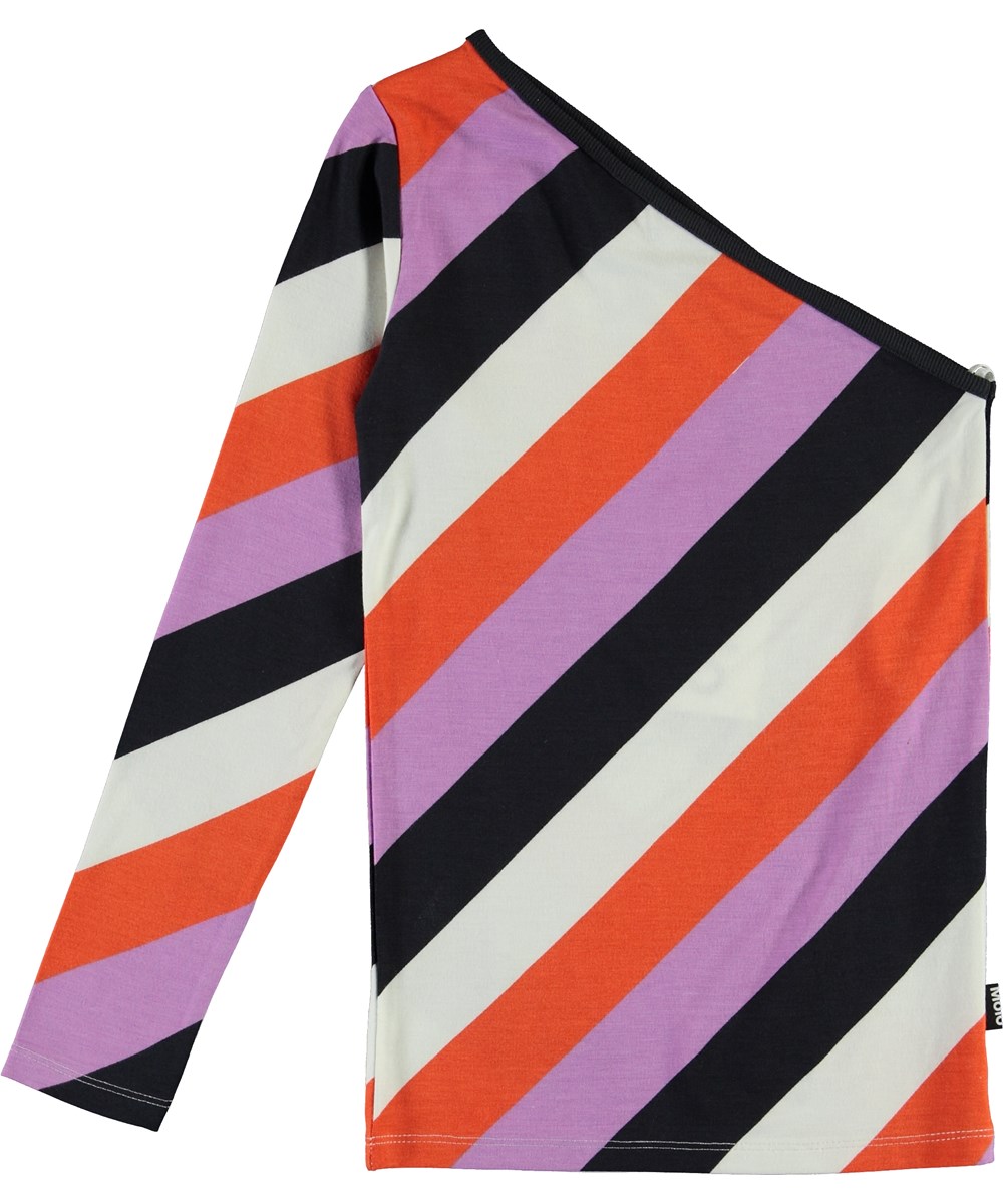 Ravonda - Diagonal Stripe - Asymmetrische shirt met een mouw