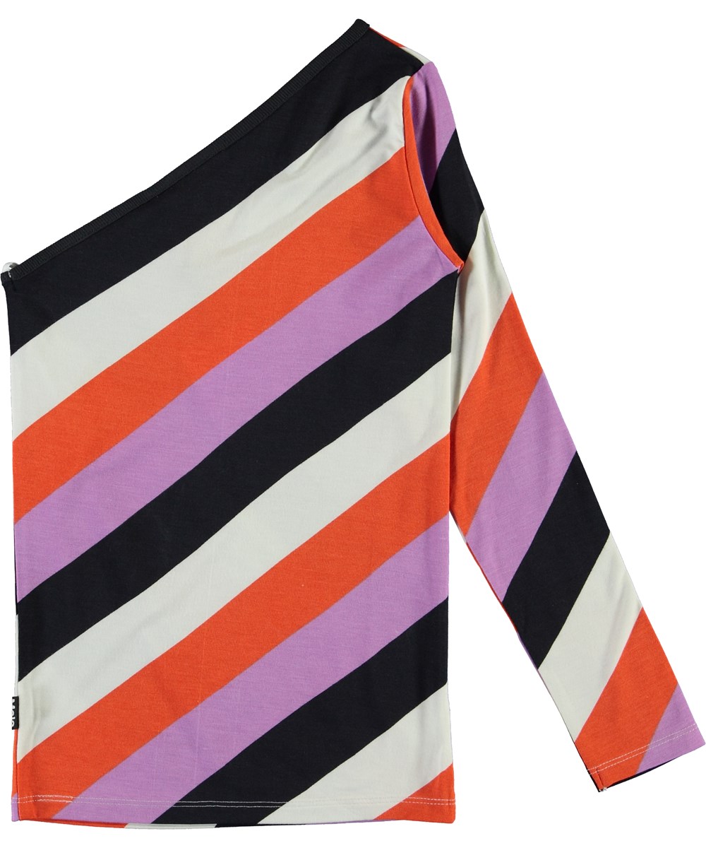 Ravonda - Diagonal Stripe - Asymmetrische shirt met een mouw