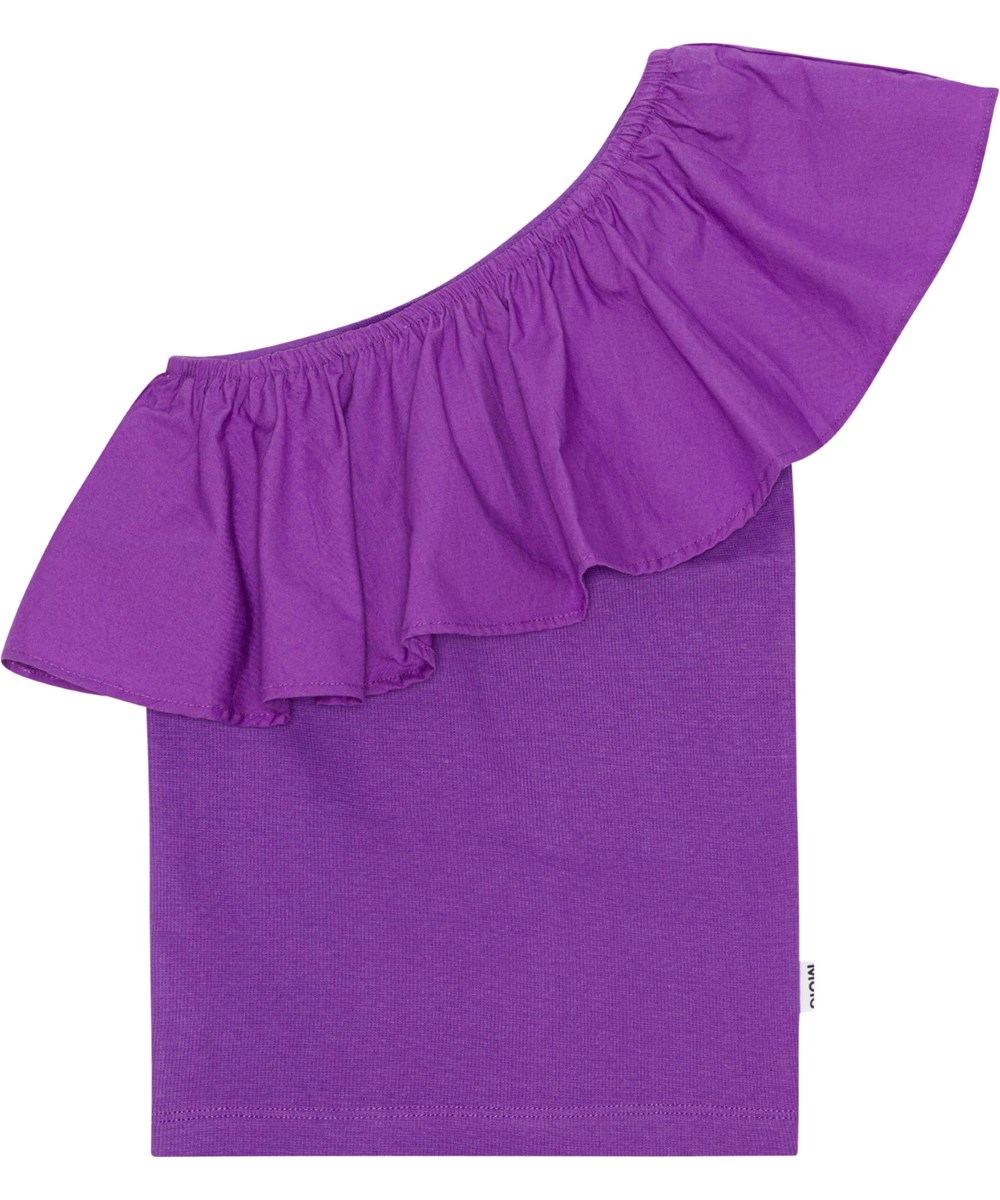 Rebecca - Purple Dusk - Paarse one shoulder top van biologische katoen met stretch