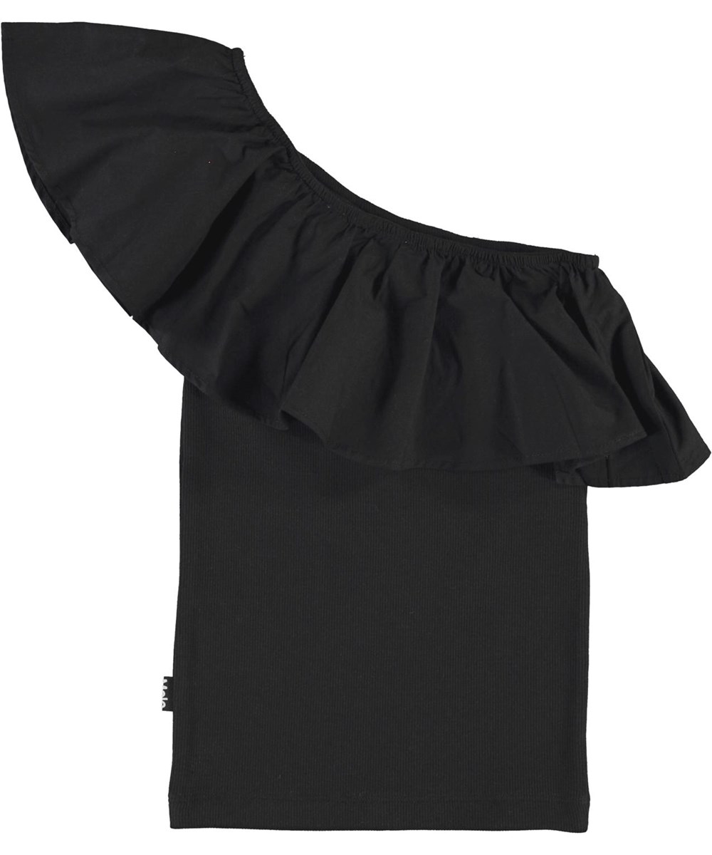 Rebecca - Black - Zwarte biologische asymmetrische top