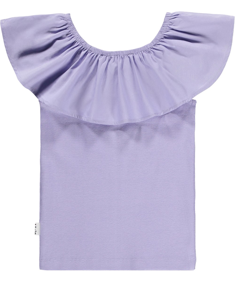Reca - Cool Lilac - Paarse off-shoulder kindertopje gemaakt van biologisch katoen