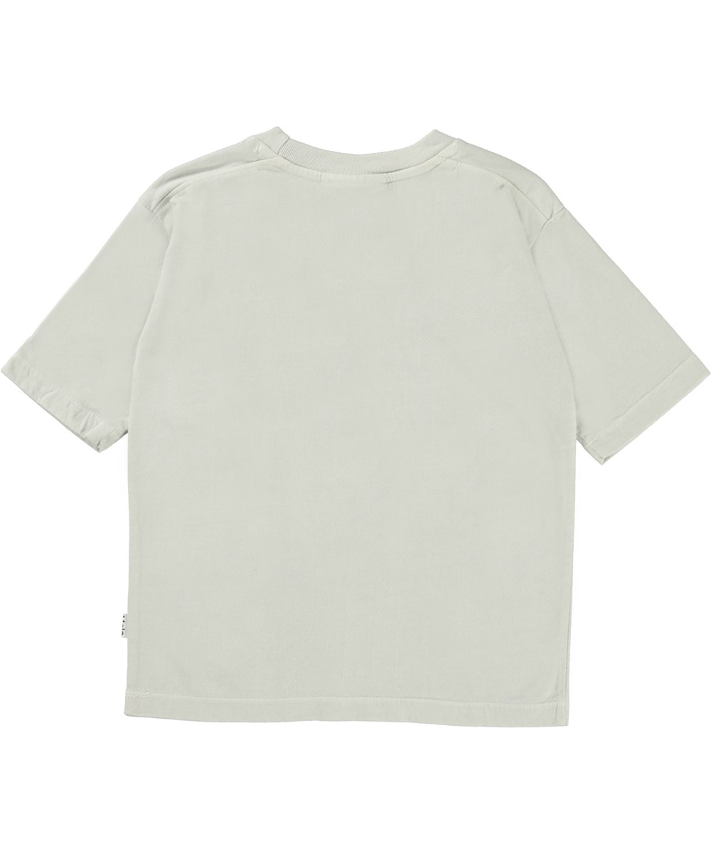 Reen - Soft Sand - Steenkleurige biologische t-shirt met handgetekende dierenprint