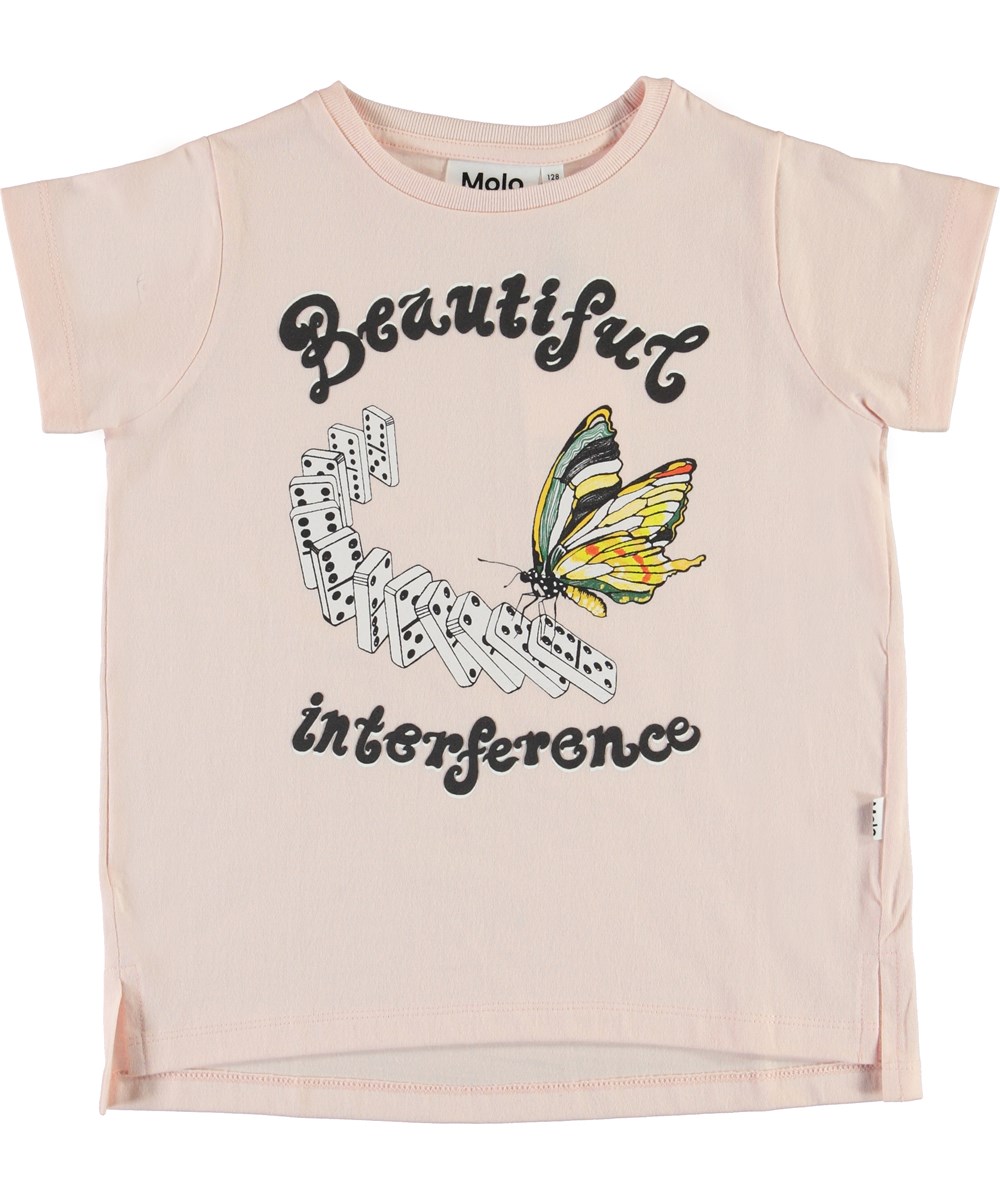 Reenasa - Domino Effect - Roze biologische t-shirt met vlinder