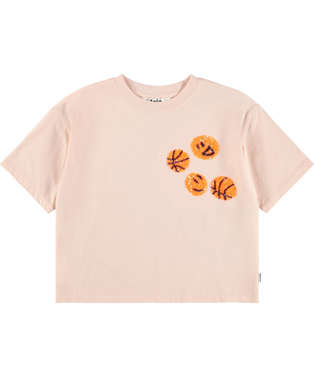 Reinette - Basketball Shine - Roze kinder T-shirt gemaakt van biologisch katoen