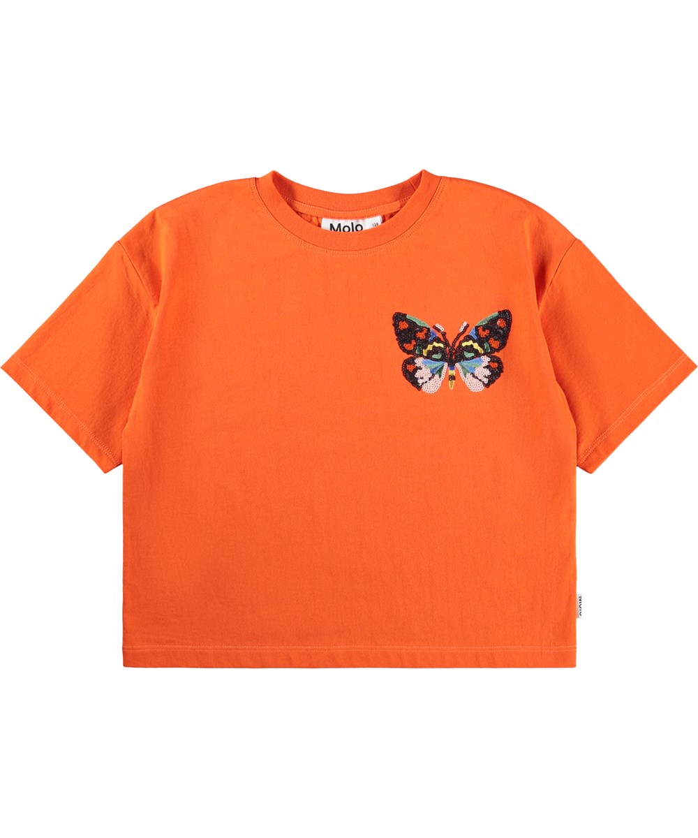 Reinette - Love - Oranje kinder T-shirt gemaakt van biologisch katoen