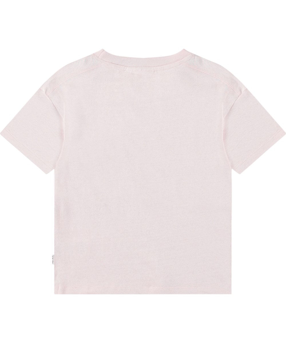 Renata - Charlotte Pink - Lichtroze kinder t-shirt in zacht biologisch katoen met een ronde hals en ribboord.