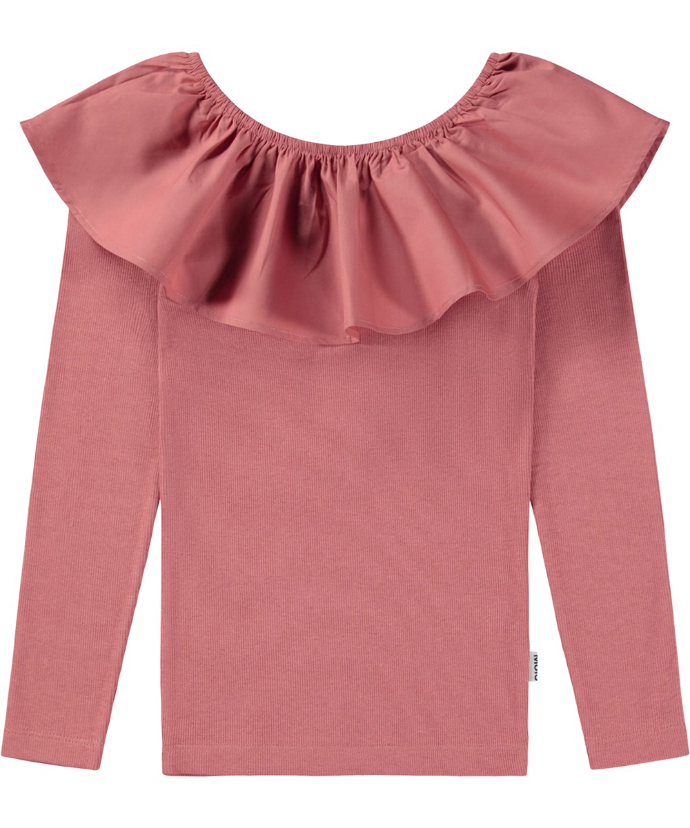 Renate - Forest Rose - Roze biologische top met poplin kraag