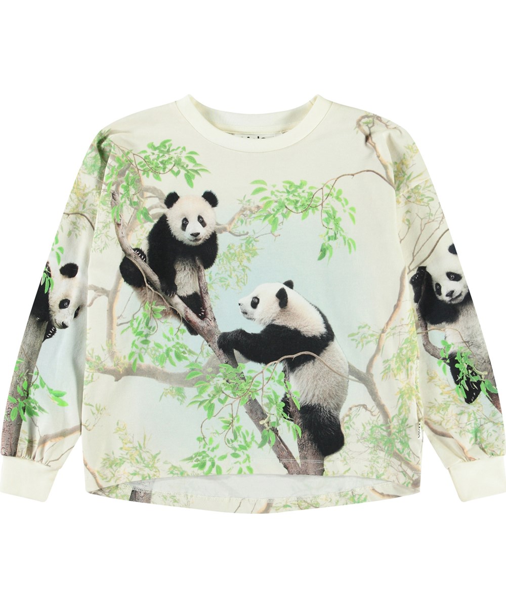 Reniza - Cuteness - Gebroken witte kinder longsleeve met print in zacht biologisch katoen met ribboord rond de mouwen en hals.