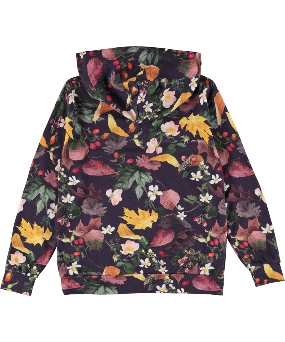 Rhona - Berry Picking - Paarse biologische hoodie met bramenprint