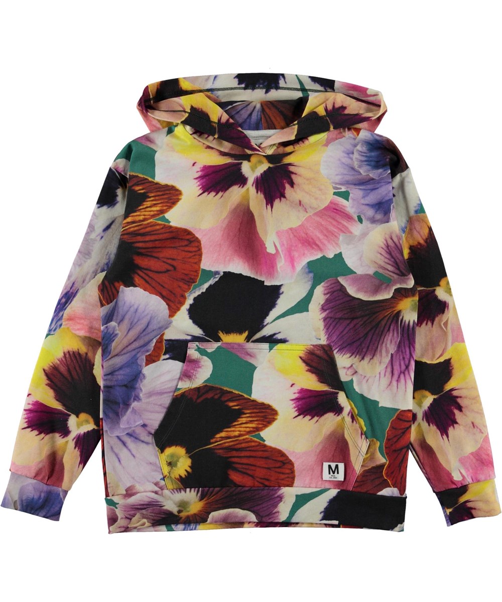 Rhona - Velvet Floral - Biologische hoodie met bloemenprint 