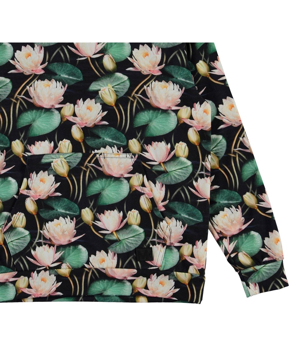Rhona - Water Lilies - Biologische hoodie met waterlelie print