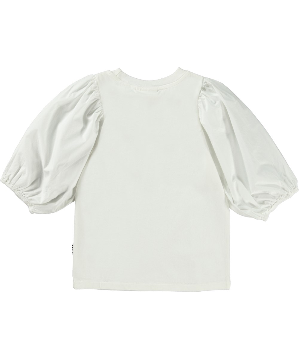 Rica - White - Witte top met pofmouwen