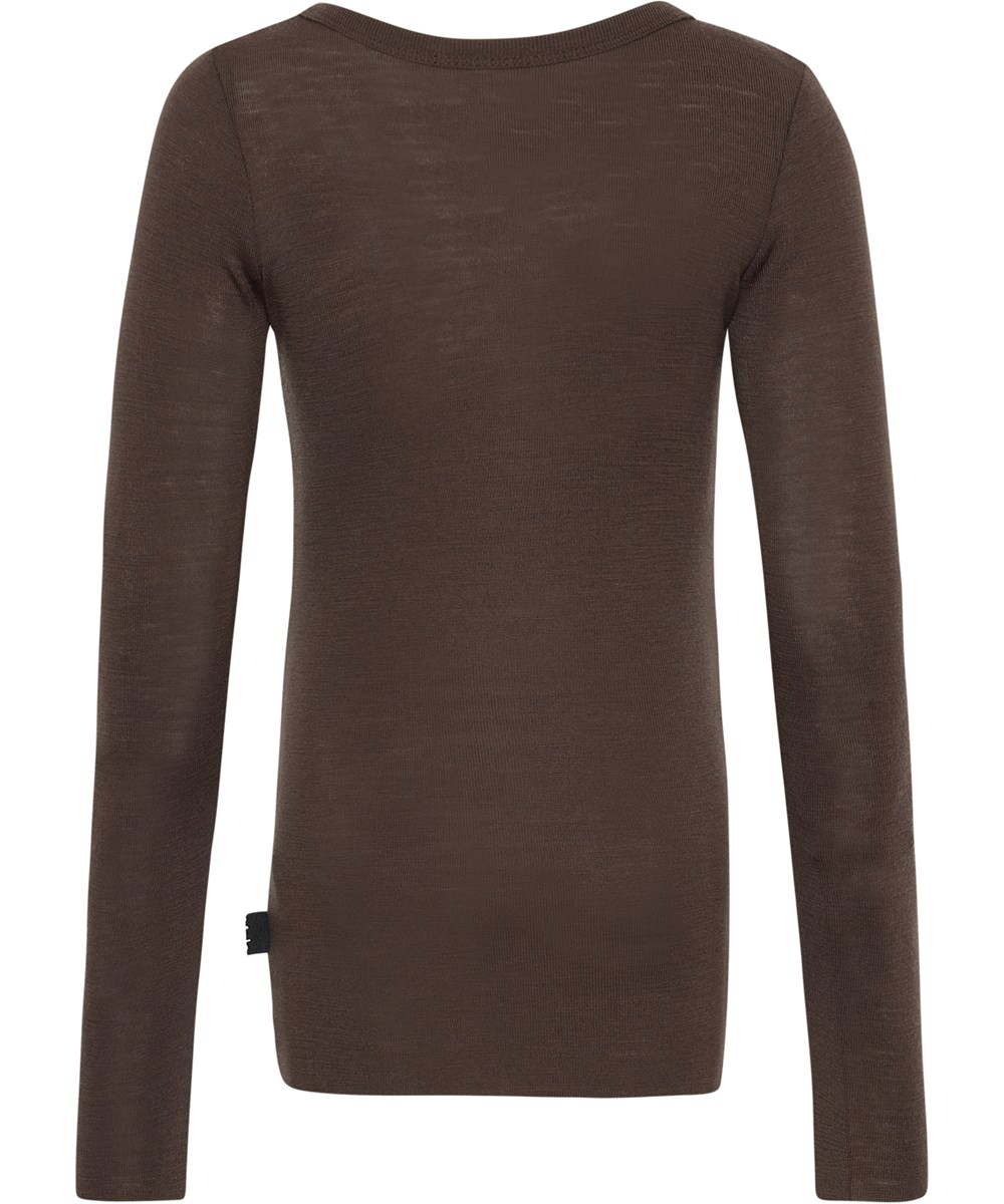 Rihanna Wool - Deep Oak - Basis wollen top in donkerbruin