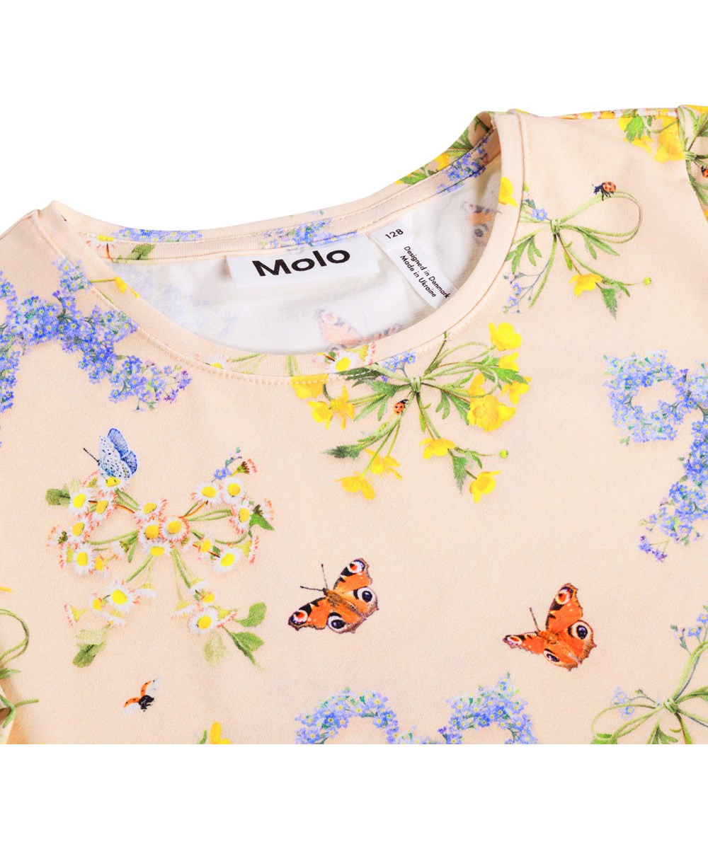 Rimona - Flowerbows - Roze kinder T-shirt gemaakt van biologisch katoen