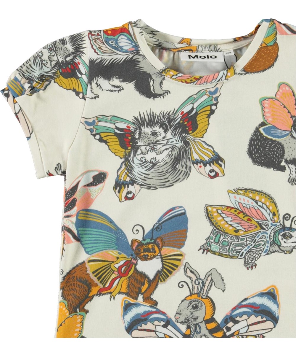 Rimona - Hedgerow Buzz - Biologische t-shirt met dierenprint