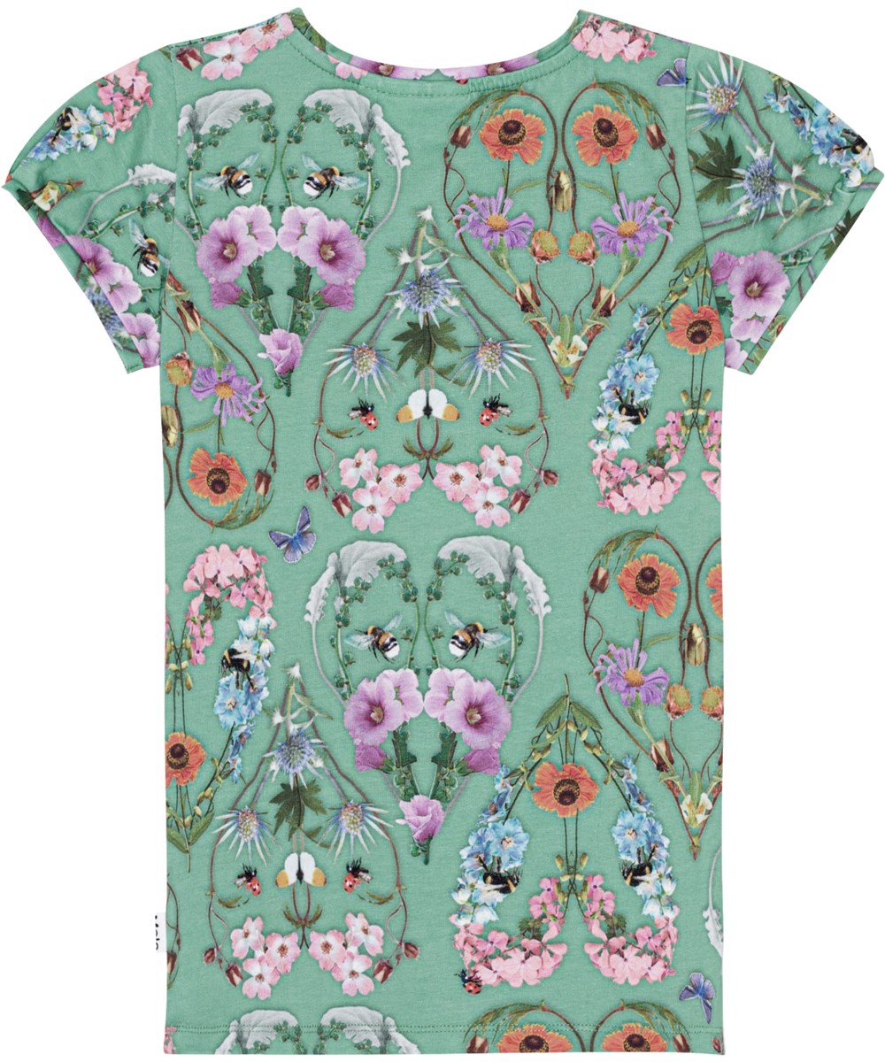 Rimona - With Love - Aansluitende groene t-shirt van biologisch katoen met print