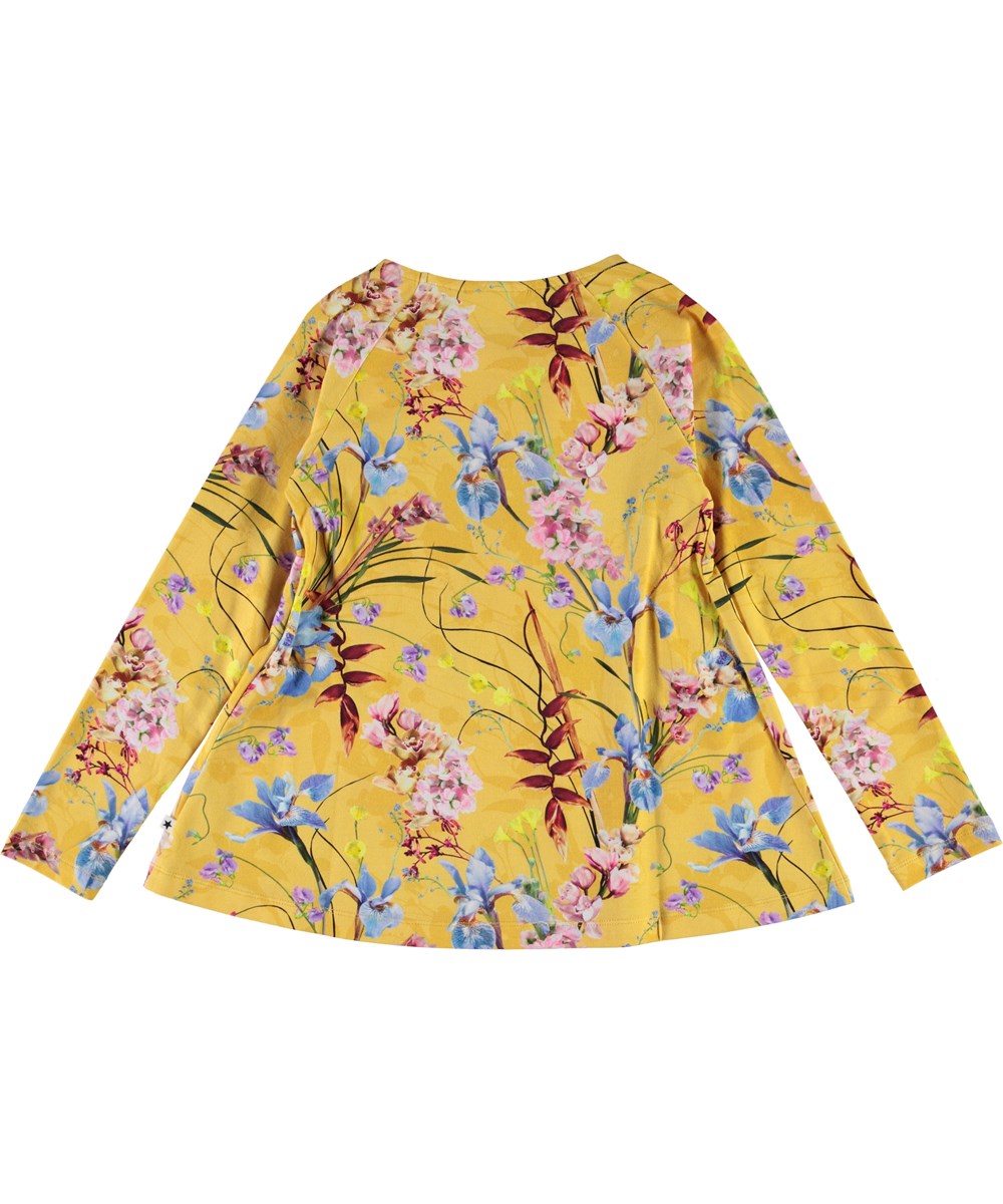 Rina - The Art Of Flowers - Gele biologische shirt met bloemen
