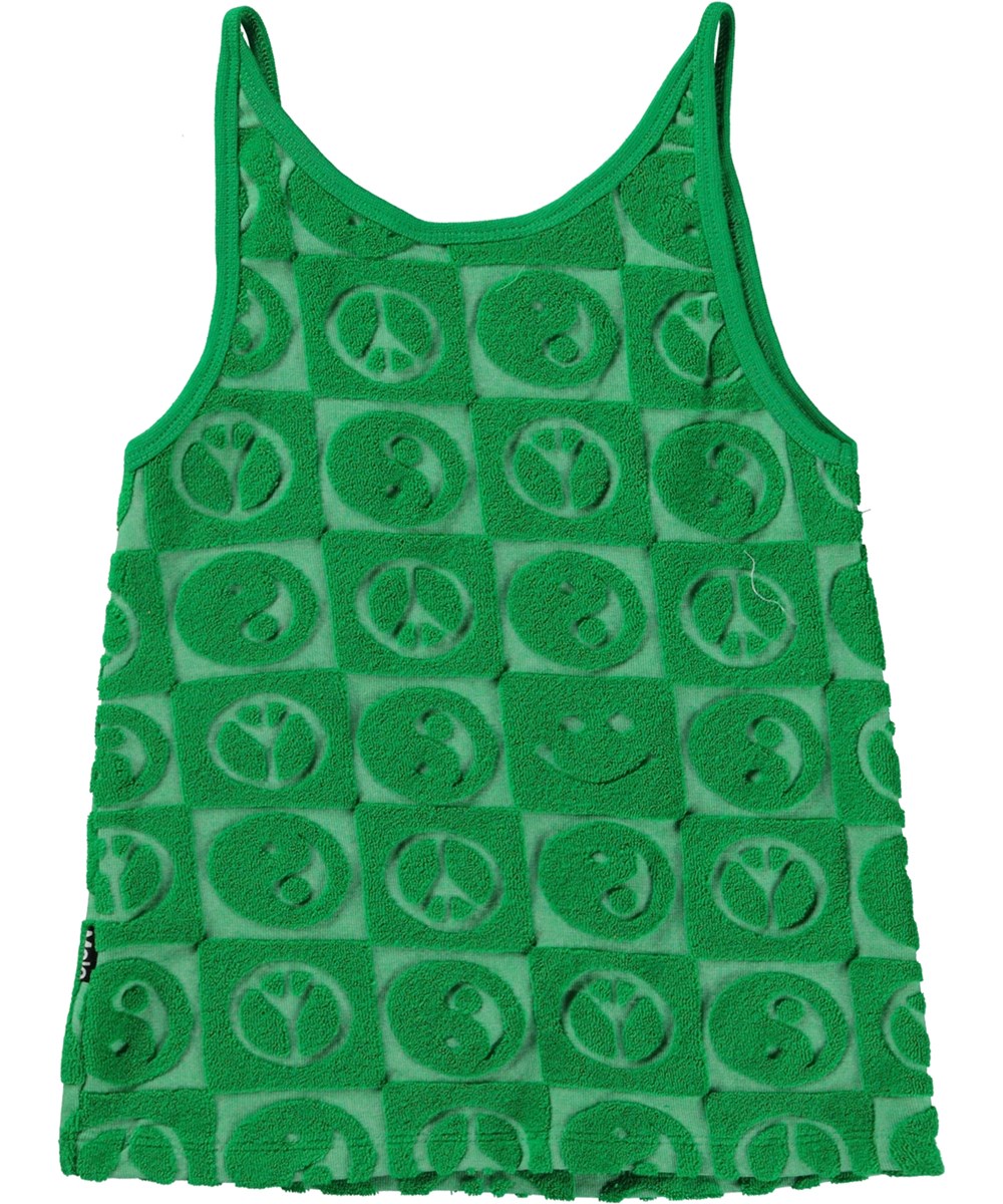 Rizi - Bright Green - Groene badstoffen hemdje met patroon