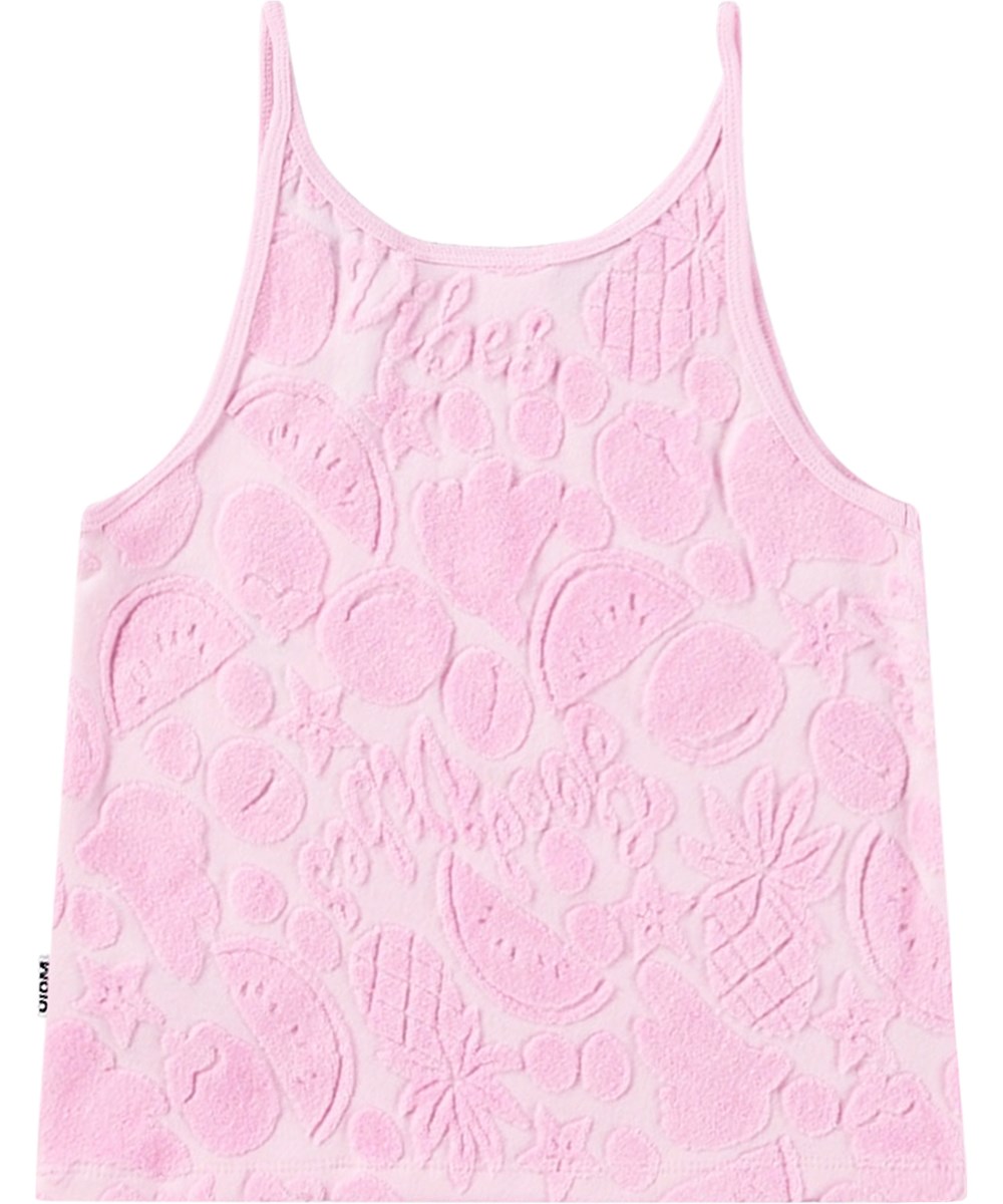 Rizi - Fruity Towelling - Roze kindertop met een patroon van exotisch fruit in zacht katoenen badstof.