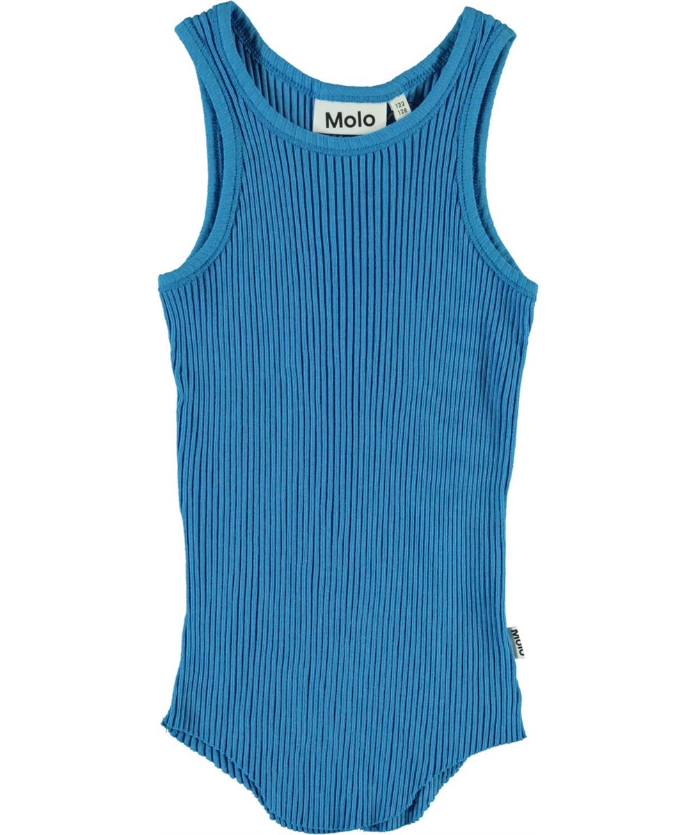 Roberta - French Blue - Blauwe biologische rib hemdje