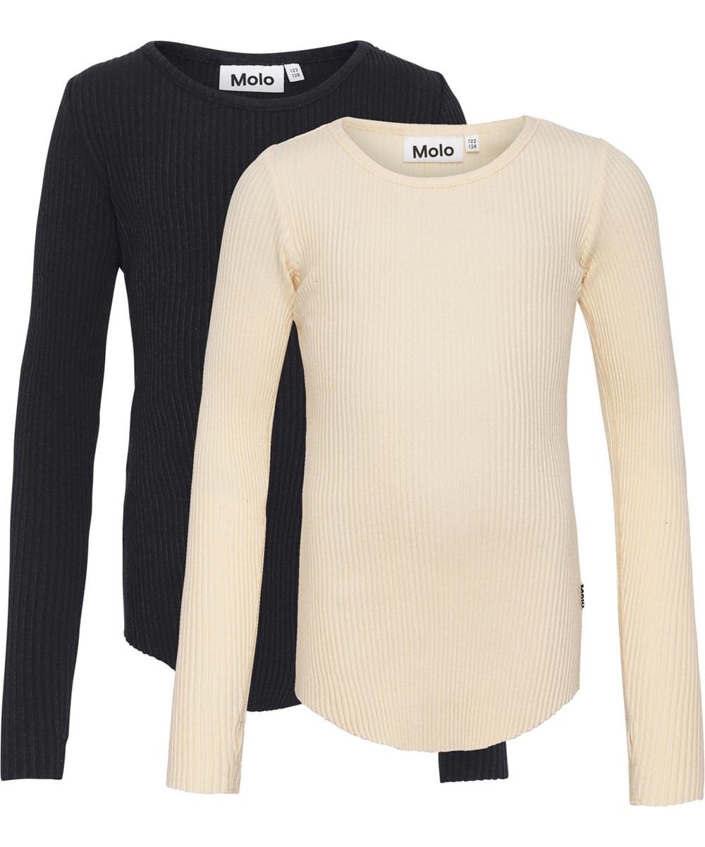 Rochelle 2-Pack - Banana Black - Gele en zwarte 2-pak biologische shirts