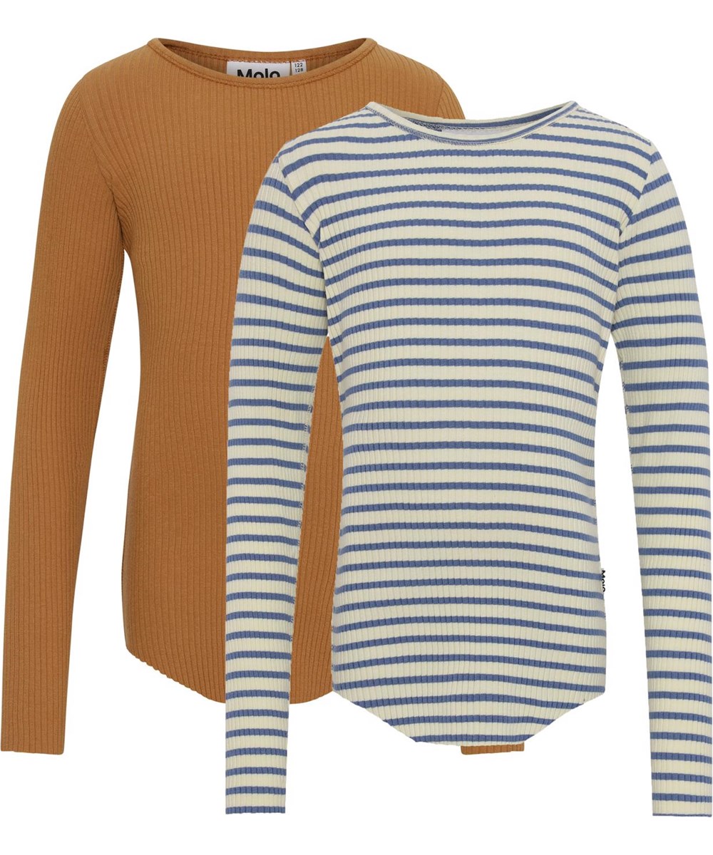 Rochelle 2-Pack - Marzipan Deer - Biologische 2-pak in bruin, blauw en wit gestreept