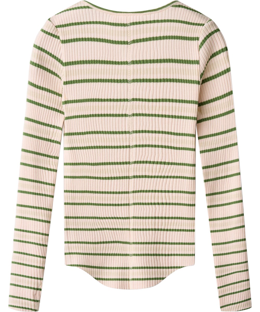 Rochelle - Cloud Green Stripe - Gestreepte kinder longsleeve gemaakt van biologisch katoenen rib.