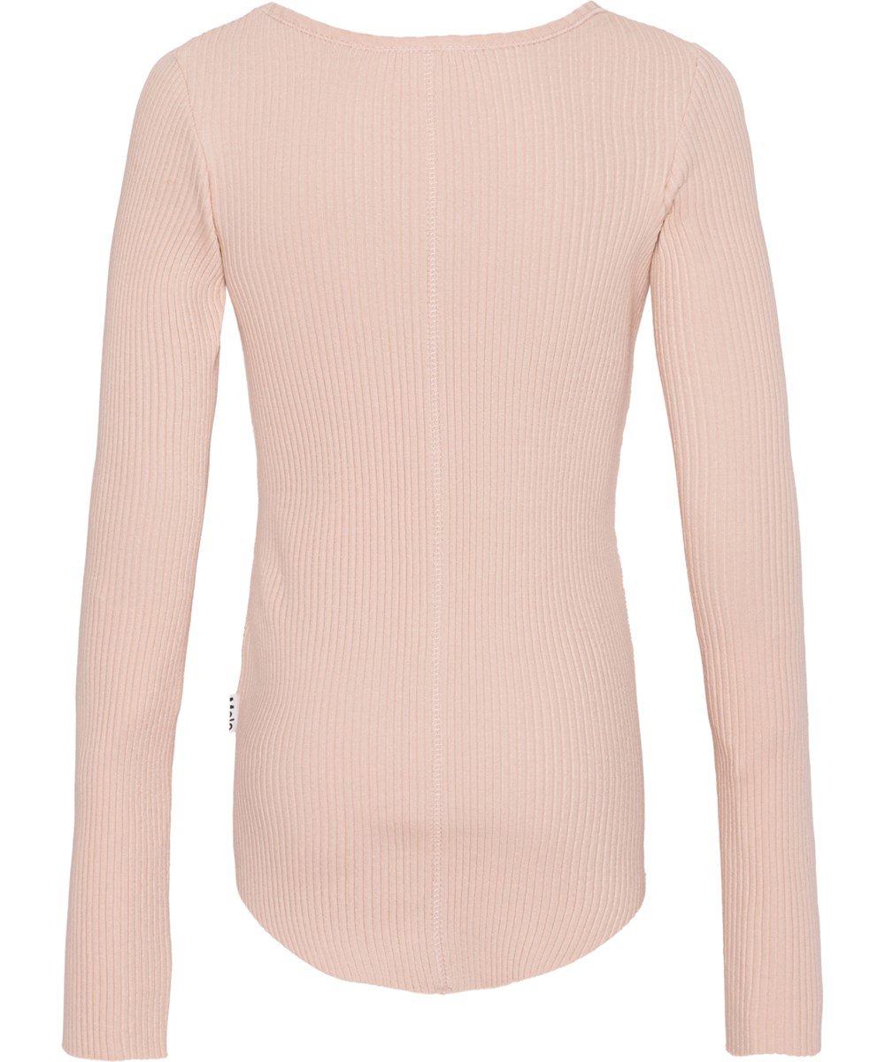 Rochelle - Powder - Biologische rib top met lange mouwen in zacht roze