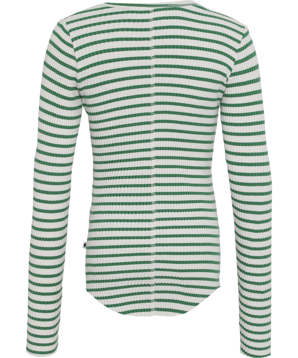 Rochelle - Jungle Ivory Stripe - Groene gestreepte  biologische rib shirt
