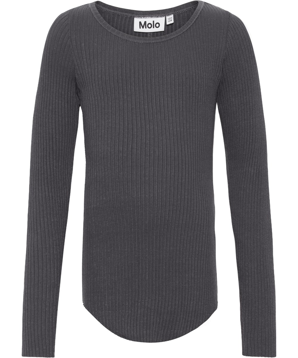 Rochelle - Space Grey - Grijze biologische rib top