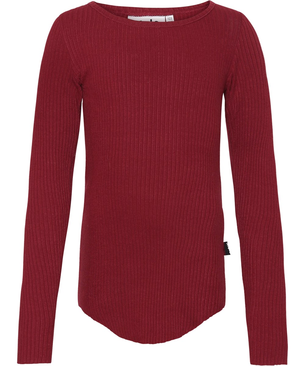 Rochelle - Velvety - Donkerrode biologische rib top